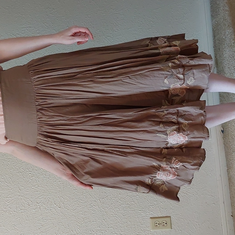 Longer midi skirt with high waist size 8 light brown